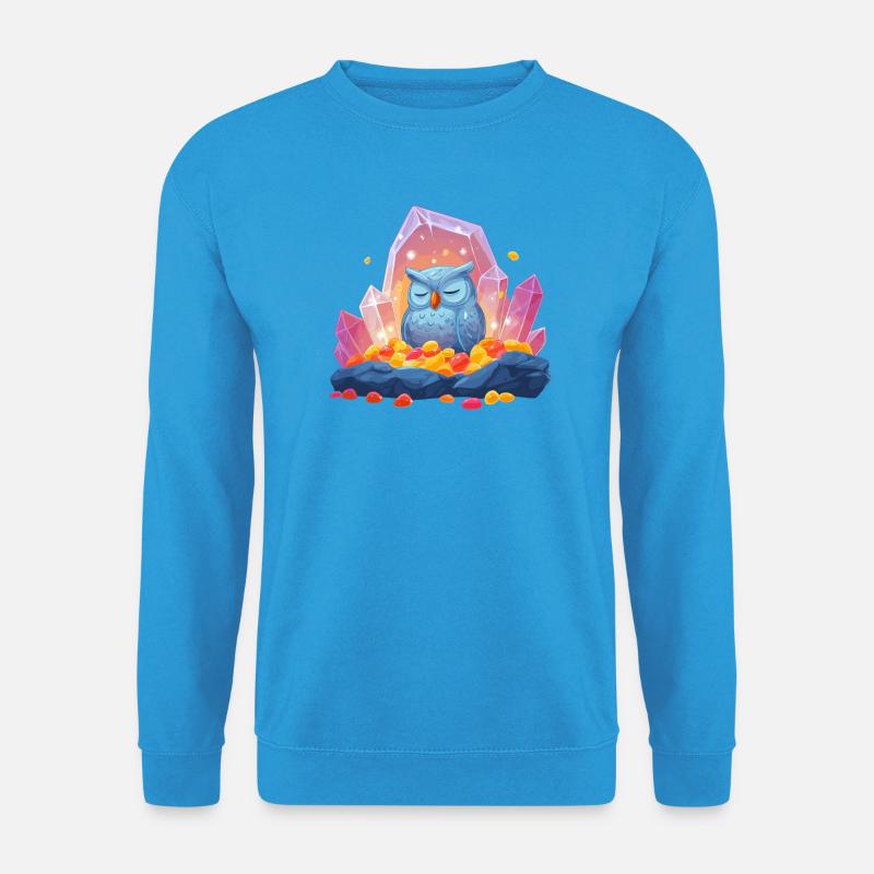 Meditierende Eulen-Kristallhöhle - Unisex Pullover - Meeresblau