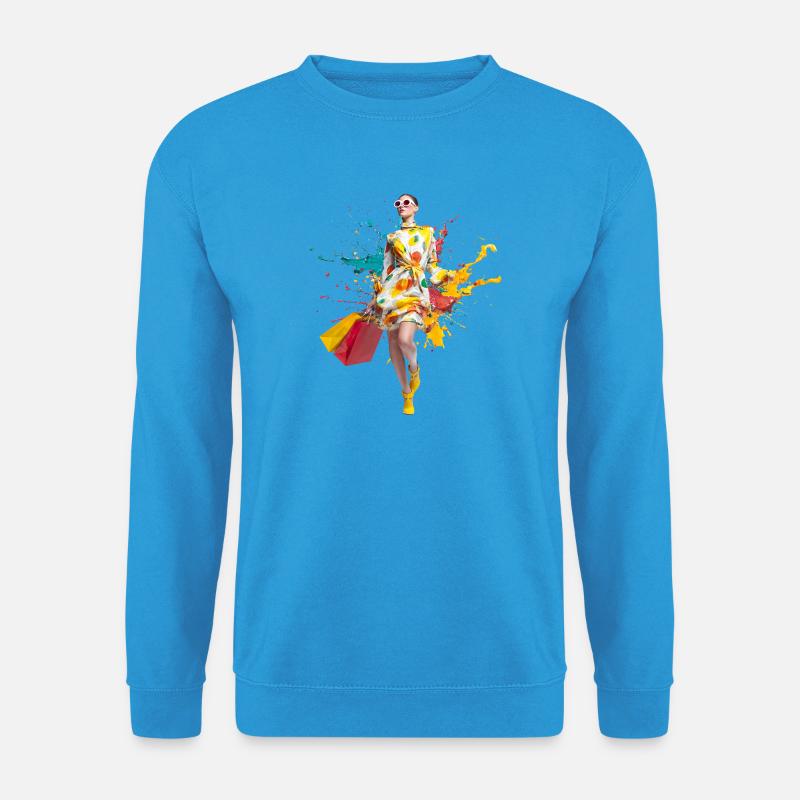 Farbspritzer Kleidkunst im Kaufrausch - Unisex Pullover - Meeresblau