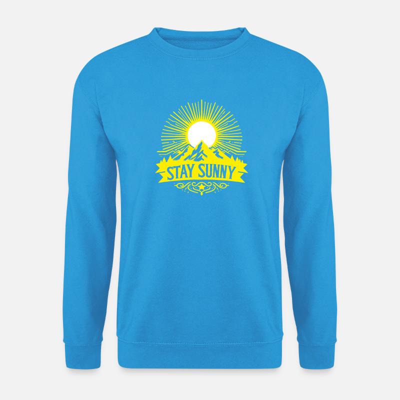 Stay sunny - white Sun - Unisex Pullover - Meeresblau