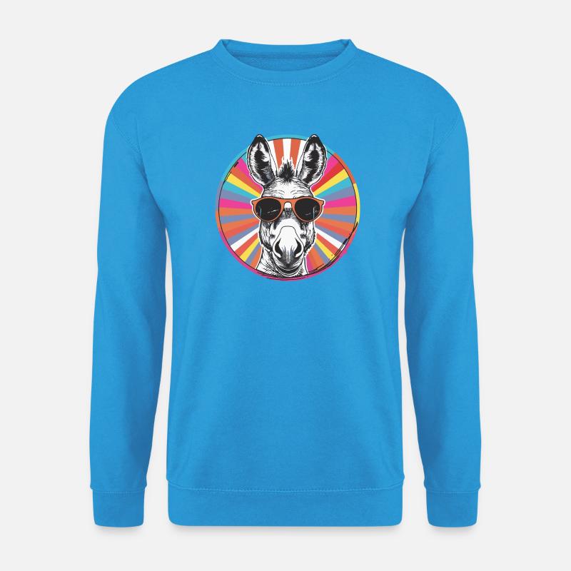 Sonnenbrillen-Esel im Regenbogen - Unisex Pullover - Meeresblau