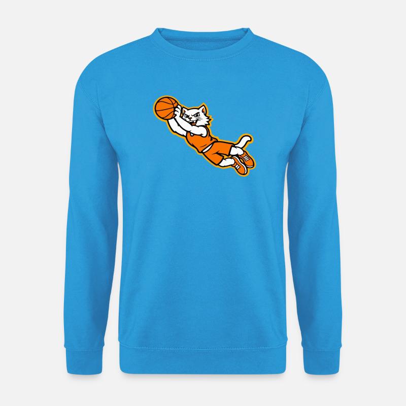 Wildcat-Basketball Flying Dunk Maskottchen - Unisex Pullover - Meeresblau