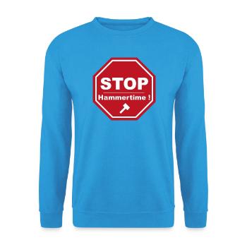 Stopp Hammertime - Unisex Pullover - Meeresblau - Vorne - Alina (178cm) & Michal (187cm)