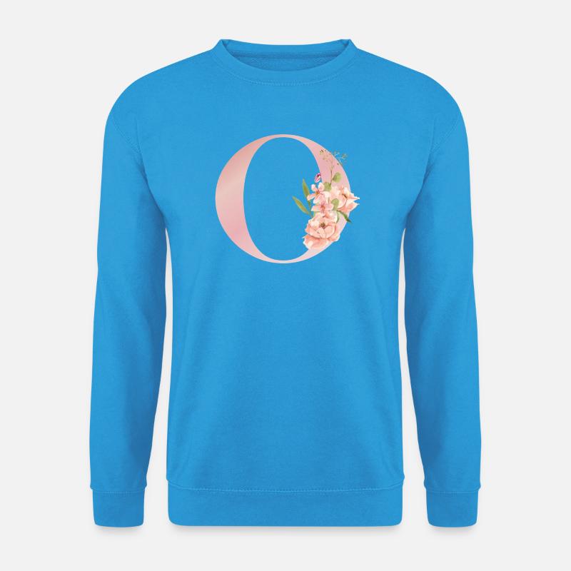 C-Blütenpastellmonogramm - Unisex Pullover - Meeresblau