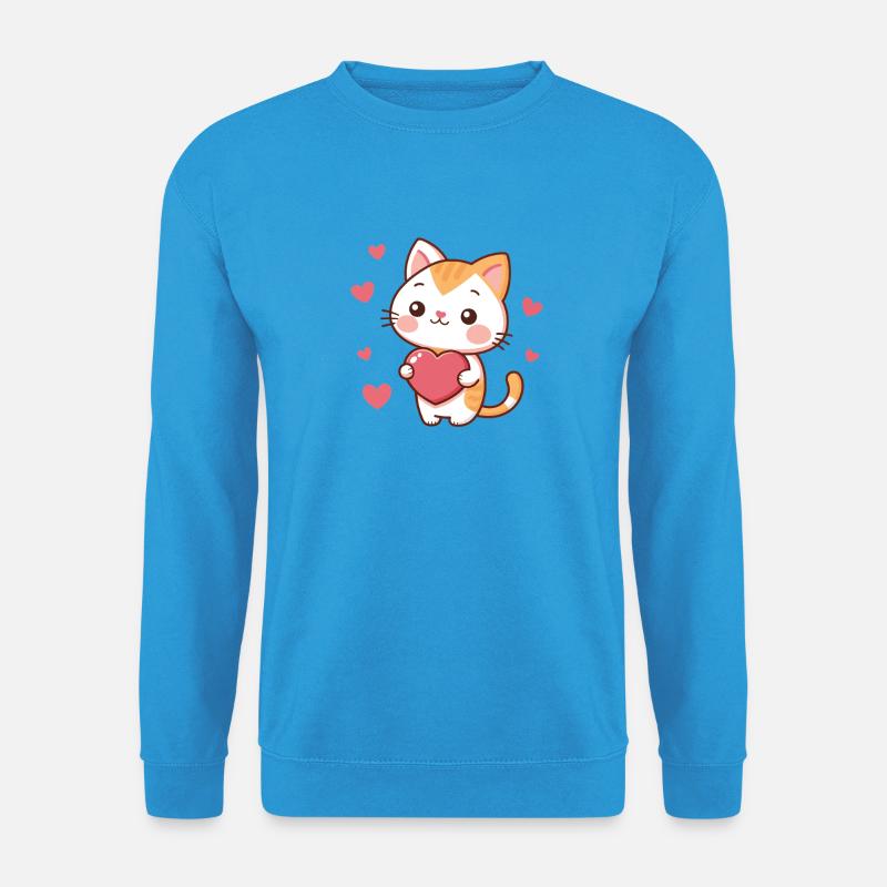 Kawaii Katzenherzen Charmant - Unisex Pullover - Meeresblau