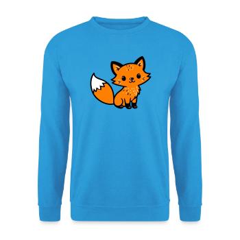 Fuchs Niedlich Comic - Unisex Pullover - Meeresblau - Vorne - Alina (178cm) & Michal (187cm)