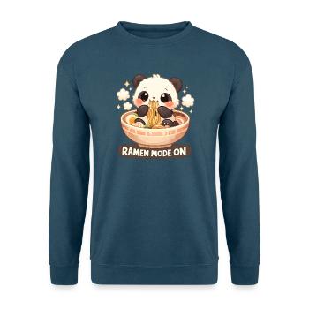 Ramen Panda Mode Activé - Sweat-shirt Unisexe - bleu mer - Devant - Alina (178cm) & Michal (187cm)