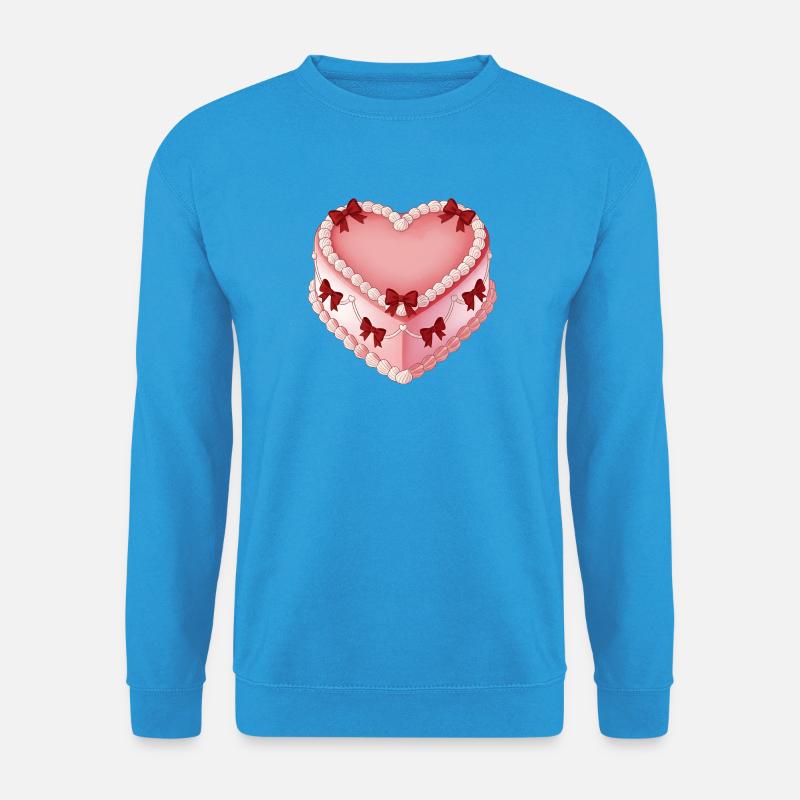 Herzdekor mit Schleifenband - Unisex Pullover - Meeresblau