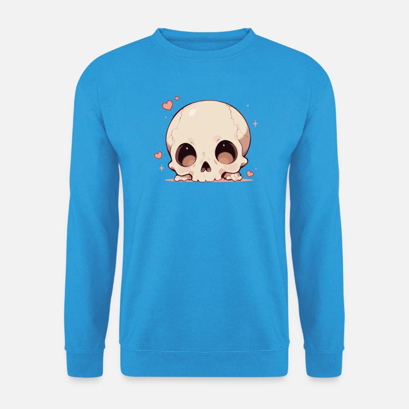 Kuscheliges Schädelherz Cartoon - Unisex Pullover - Meeresblau