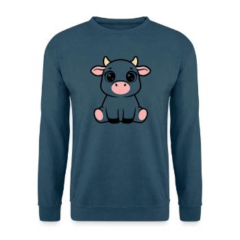 Cute Calf Baby Cow Sitting Kawaii - Unisex Sweatshirt - sea blue - Front - Alina (178cm) & Michal (187cm)