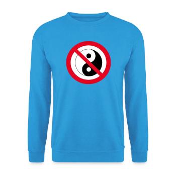 Verbotenes Yin-Yang: Anti-Balance-Symbol - Unisex Pullover - Meeresblau - Vorne - Alina (178cm) & Michal (187cm)