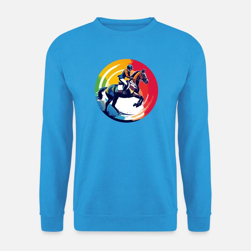 Regenbogen Springpferd Pferd Springreiten Motiv - Unisex Pullover - Meeresblau