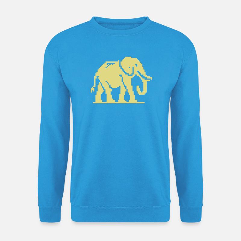 Pixel Elefant Gelb Retro - Unisex Pullover - Meeresblau