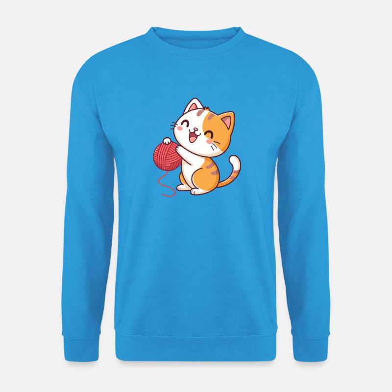 Glückliches Kätzchen und roter Ball - Unisex Pullover - Meeresblau