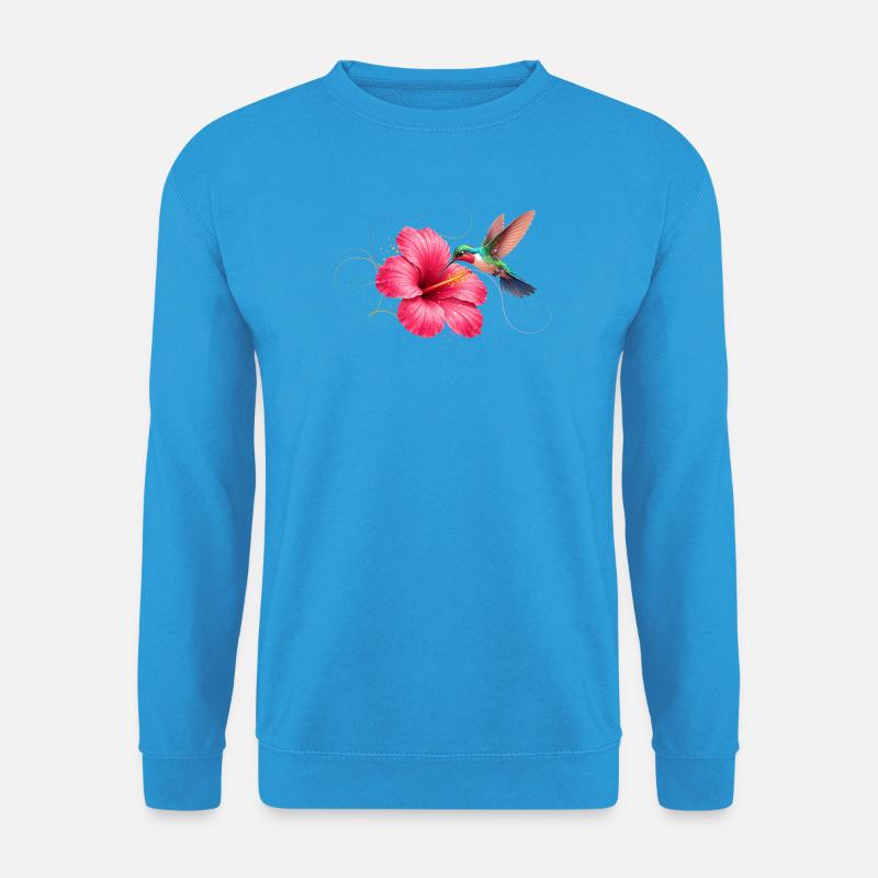 Kolibri an Hibiskusblüte - Unisex Pullover - Meeresblau