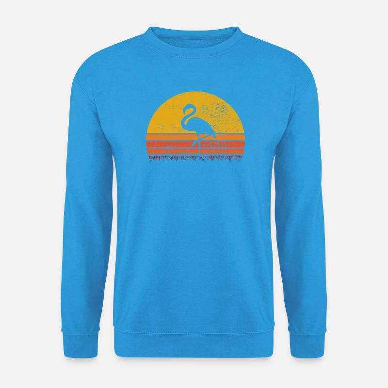Flamingo im Sonnenuntergang - Unisex Pullover - Meeresblau