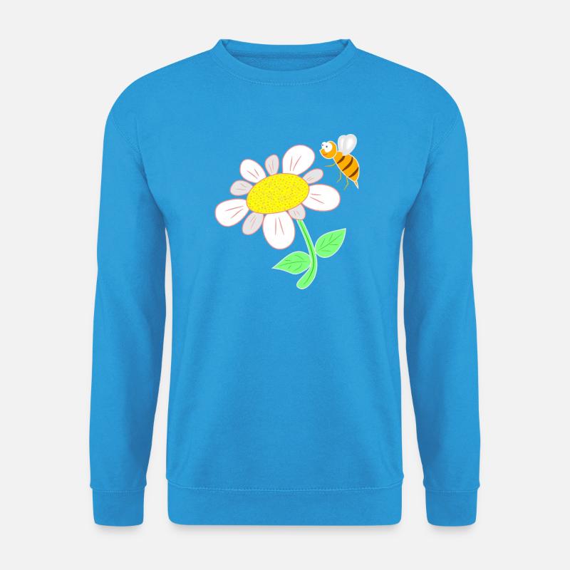 Biene die zur Blüte fliegt - Unisex Pullover - Meeresblau