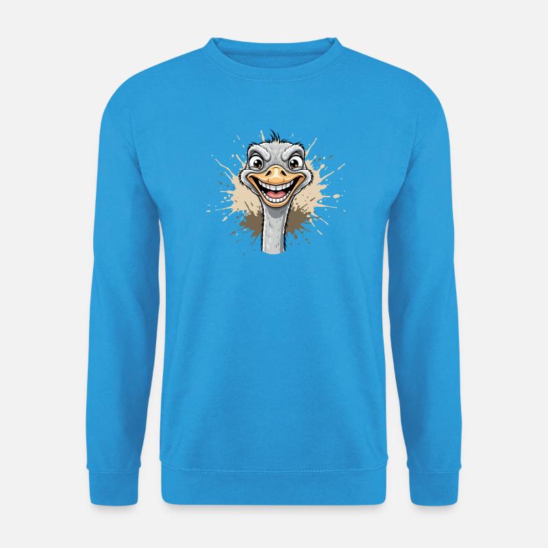 Fröhlicher Strauß Cartoon Spritzer - Unisex Pullover - Meeresblau