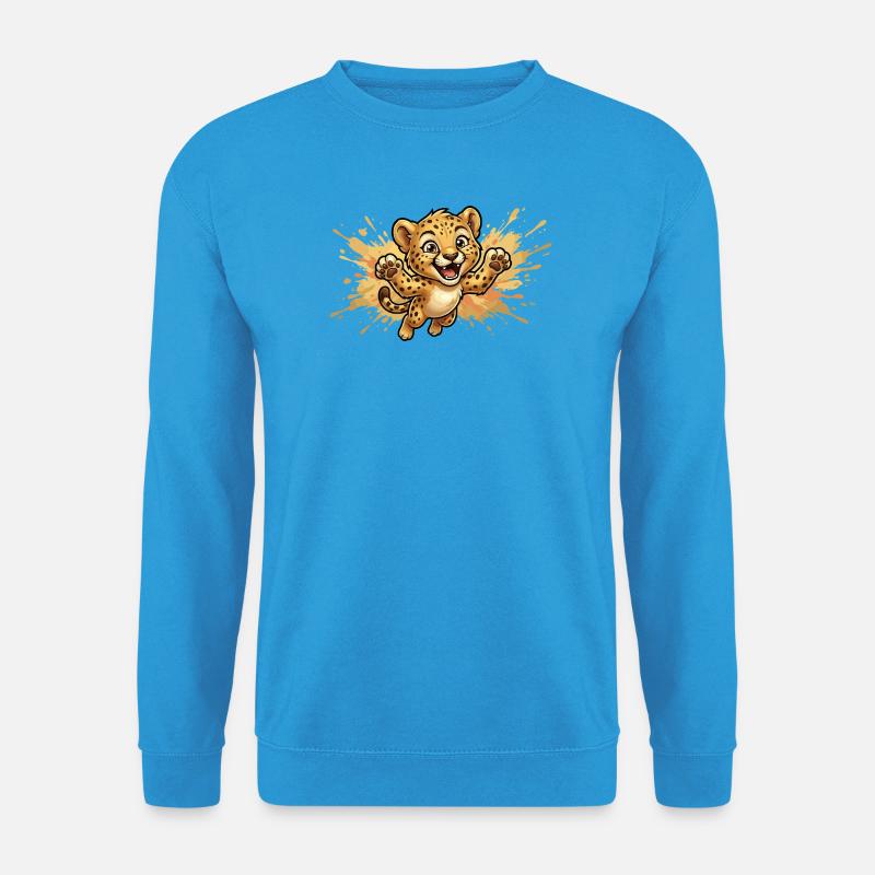 Springender Leopardenjunge - Unisex Pullover - Meeresblau