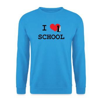 I Love School: Iconic Black Love School Pattern - Unisex Sweatshirt - sea blue - Front - Alina (178cm) & Michal (187cm)