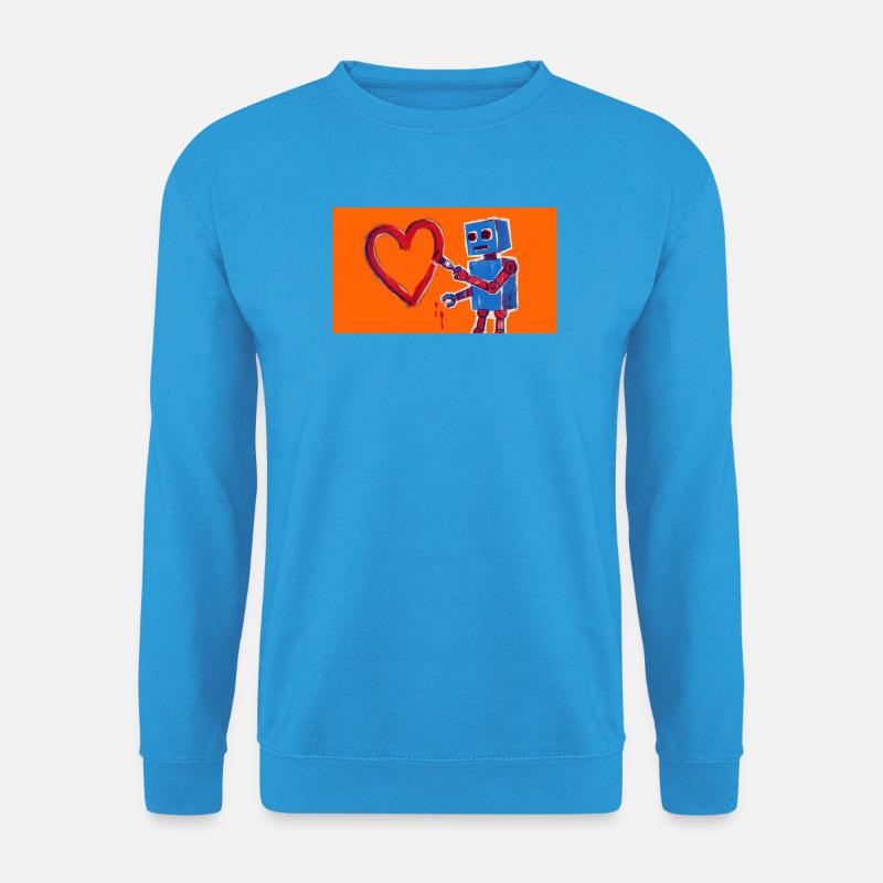 Robotherz auf Neonorange Hintergrund - Unisex Pullover - Meeresblau