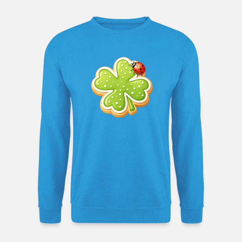 Kleeblatt Keks mit Marienkäfer  - Unisex Pullover - Meeresblau