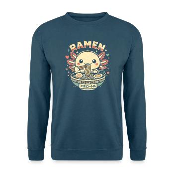 Cadeau mignon aux nouilles ramen et nouilles à l’axolotl Kawaii - Sweat-shirt Unisexe - bleu mer - Devant - Alina (178cm) & Michal (187cm)