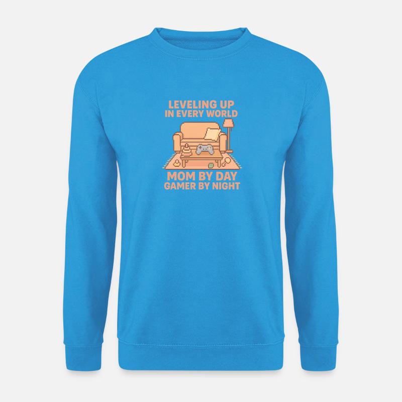 Pixel Gamer Mom: Leveling Up Everyday - Unisex Pullover - Meeresblau