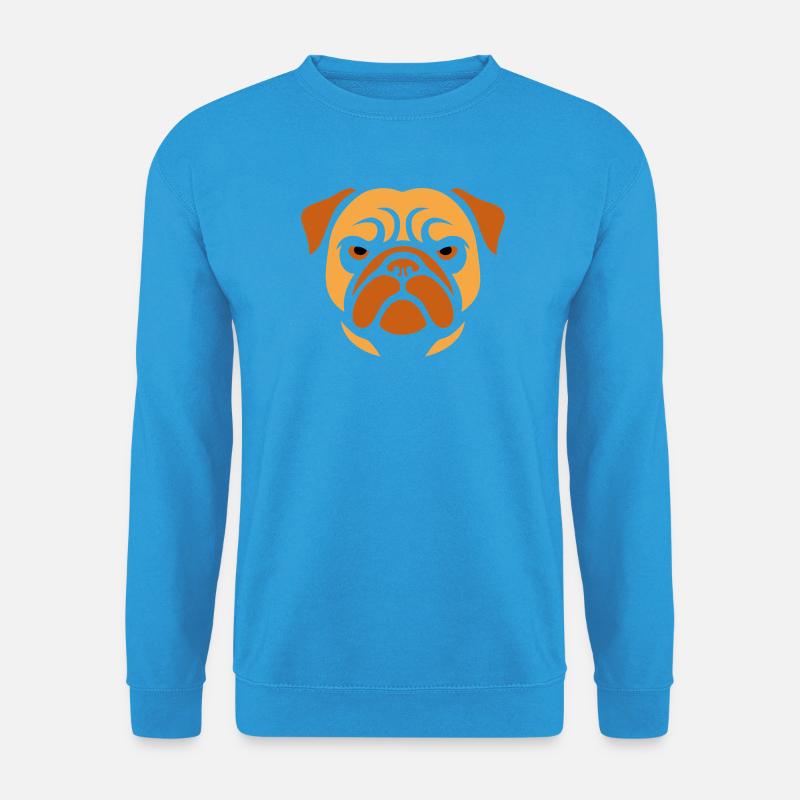 Mops , Hundekopf - Unisex Pullover - Meeresblau