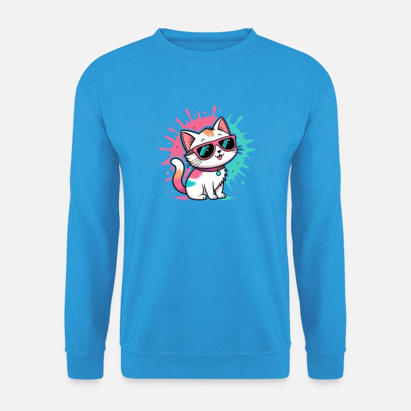 Bunte Katzen-Sonnenbrille - Unisex Pullover - Meeresblau