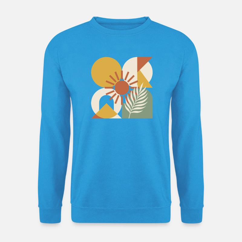Boho-abstrakter geometrischer botanischer Sonnenstrahl - Unisex Pullover - Meeresblau