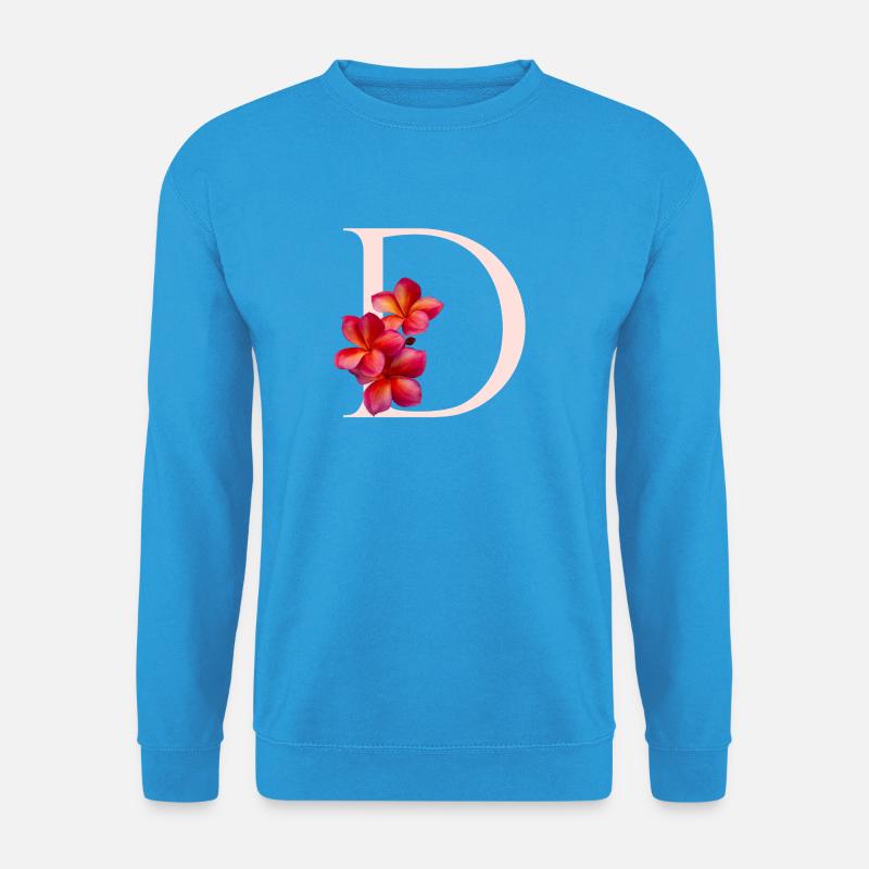 D Monogramm mit Frangipani - Unisex Pullover - Meeresblau