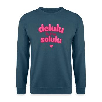 Delulu Pink Bubble Text - Unisex Sweatshirt - sea blue - Front - Alina (178cm) & Michal (187cm)