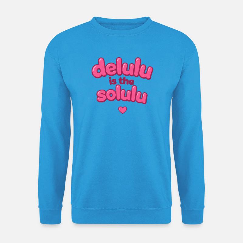 Delulu Pink Bubble Text - Unisex Pullover - Meeresblau