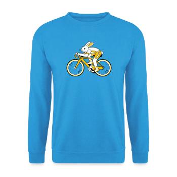 Hase auf einem Rennrad - Unisex Pullover - Meeresblau - Vorne - Alina (178cm) & Michal (187cm)