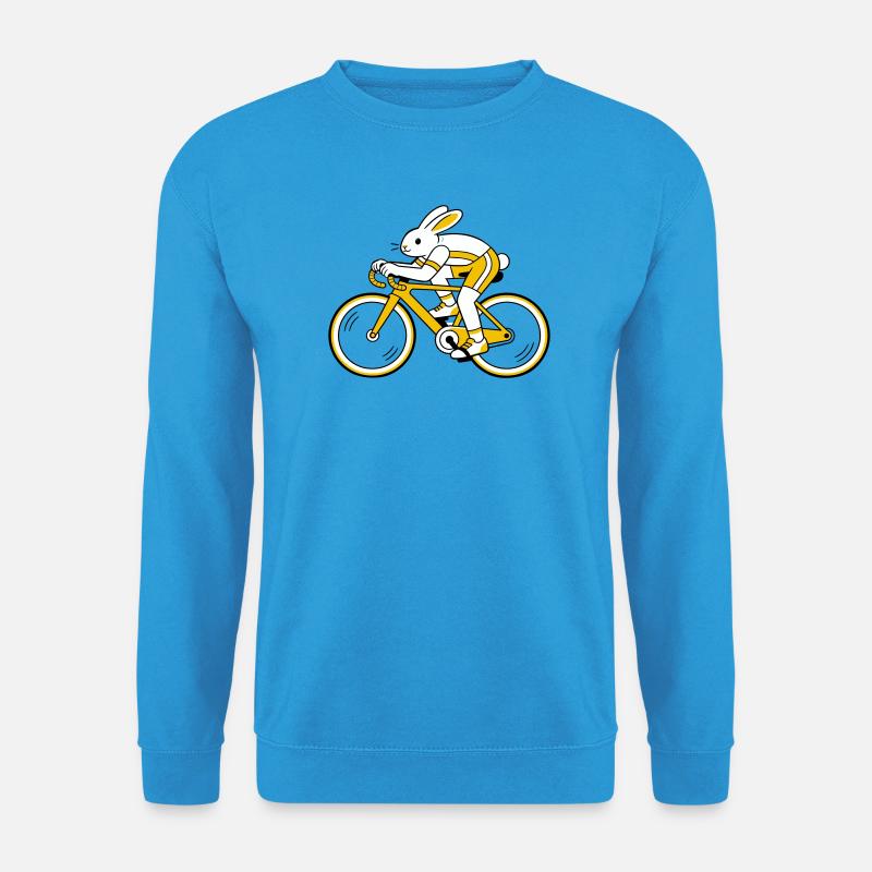 Hase auf einem Rennrad - Unisex Pullover - Meeresblau
