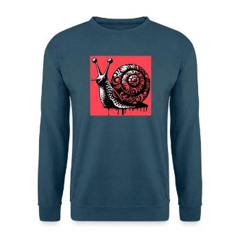Schnecke - Unisex Pullover - Meeresblau - Vorne - Alina (178cm) & Michal (187cm)