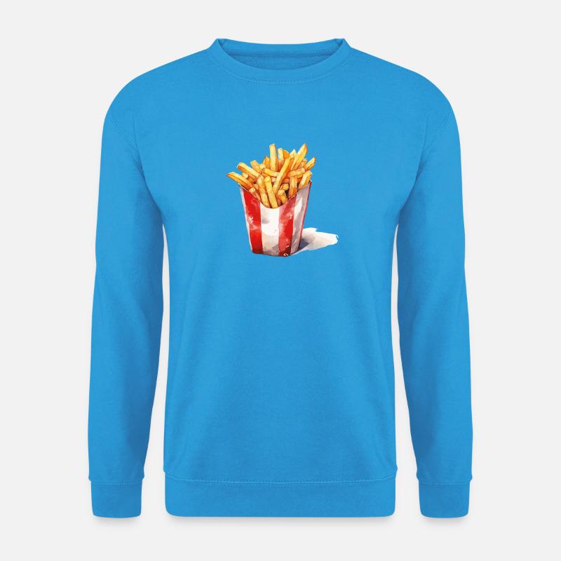 Pommes Fritten PopArt Druck - Unisex Pullover - Meeresblau