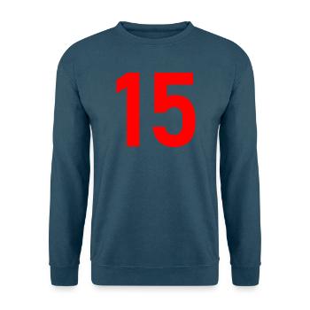 15. 15 YEARS. 15th ANNIVERSARY. 15 YEAR ANNIVERSARY. - Unisex Sweatshirt - sea blue - Front - Alina (178cm) & Michal (187cm)