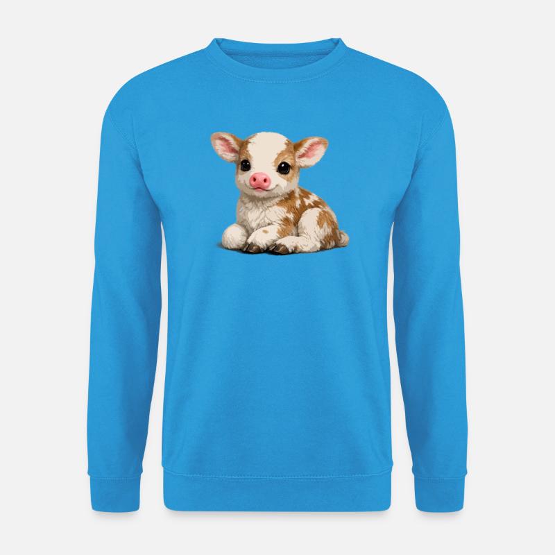 Süßes Kalb-Kuscheltier - Unisex Pullover - Meeresblau