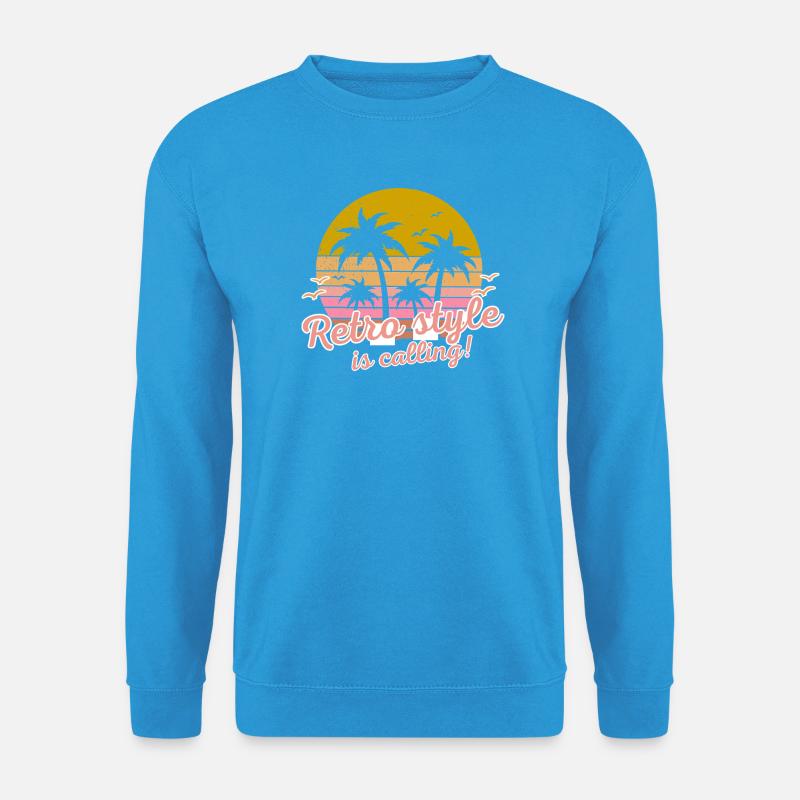 Retro-Sonnenuntergang mit Palmen - Unisex Pullover - Meeresblau