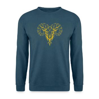Geometric Goldram Skull - Unisex Sweatshirt - sea blue - Front - Alina (178cm) & Michal (187cm)