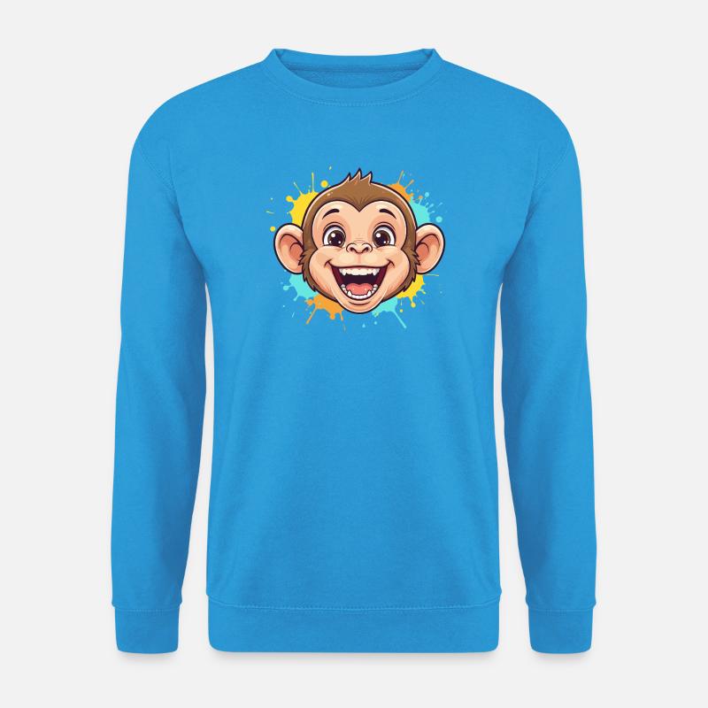 Cheerful monkey with paint splashes - Unisex Sweatshirt - sea blue