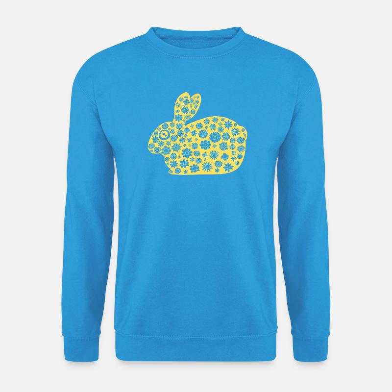 Golden Rabbit Blumenmuster - Unisex Pullover - Meeresblau
