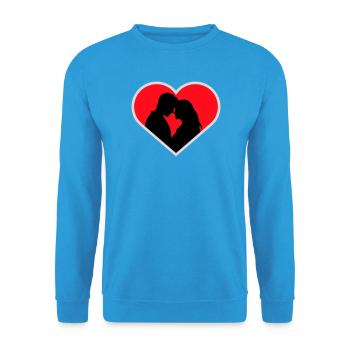 Couple Silhouette Amour Romance Petit ami de la Saint-Valentin - Sweat-shirt Unisexe - bleu mer - Devant - Alina (178cm) & Michal (187cm)