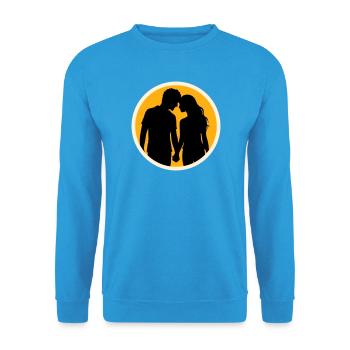 Couple Silhouette Amour Romance Petit ami de la Saint-Valentin - Sweat-shirt Unisexe - bleu mer - Devant - Alina (178cm) & Michal (187cm)