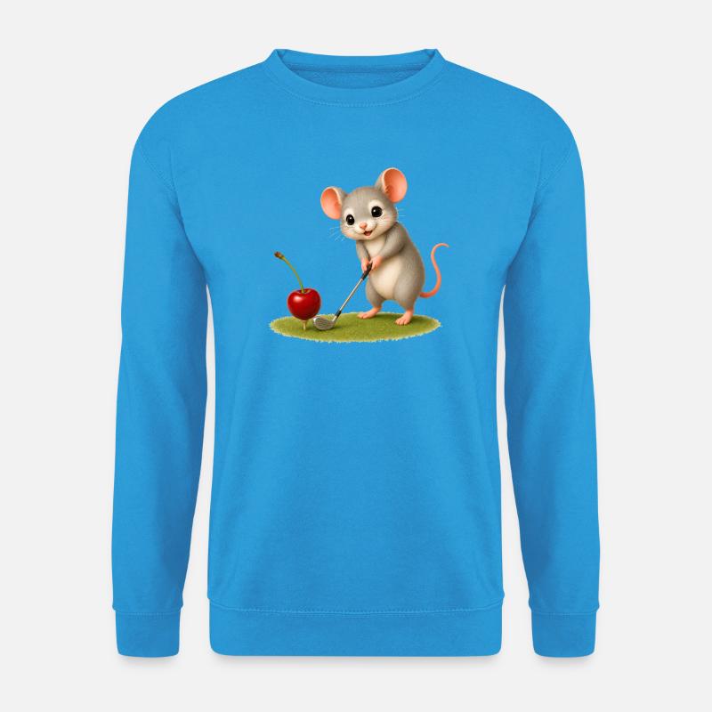 Cute mouse playing golf - Unisex Sweatshirt - sea blue