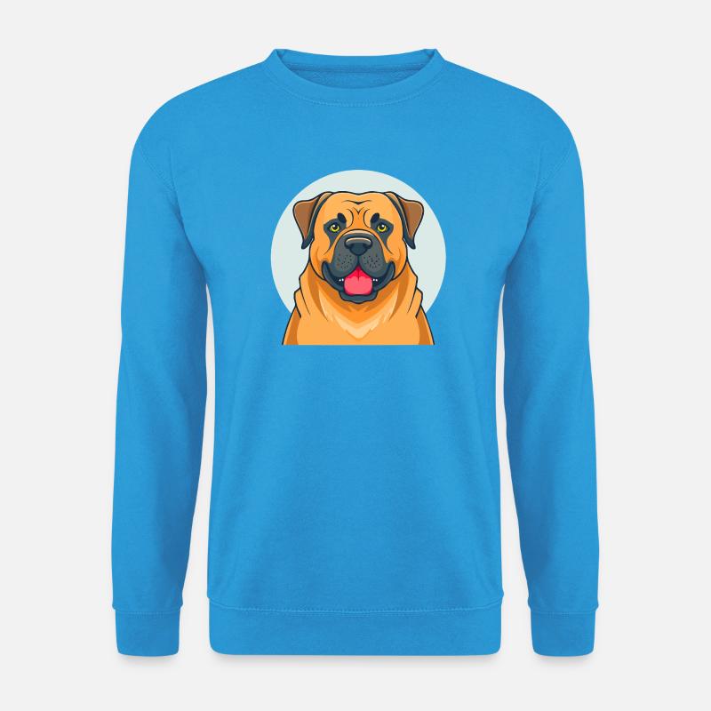 Bullmastiff (Porträt/Comic) - Unisex Pullover - Meeresblau