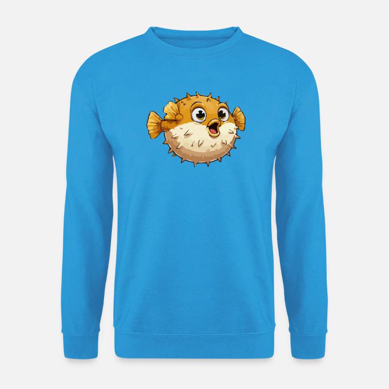 Kugelfisch Fisch Comic - Unisex Pullover - Meeresblau
