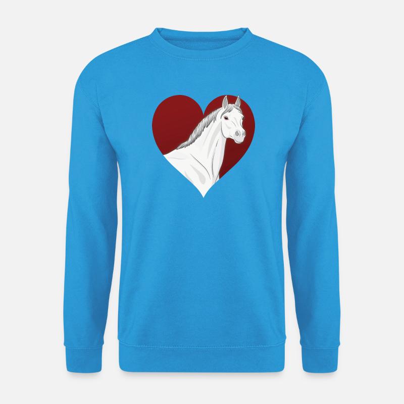 Ein Abbayan-Pferd vor einem roten Herzen - Unisex Pullover - Meeresblau