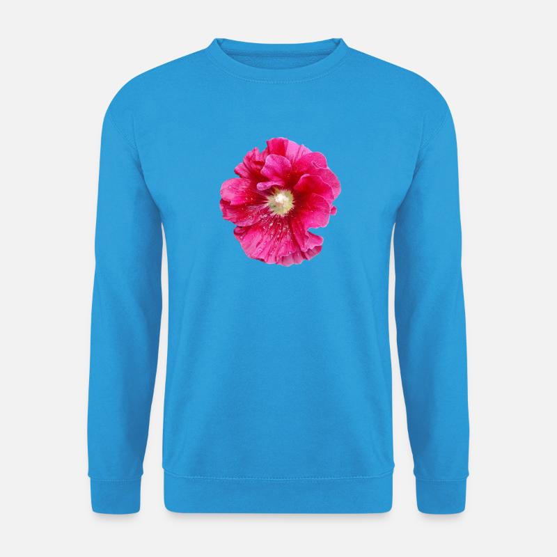 Hollyhock_in_Rain - Unisex Pullover - Meeresblau